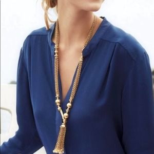 Stella & Dot Gold Tassel Necklace